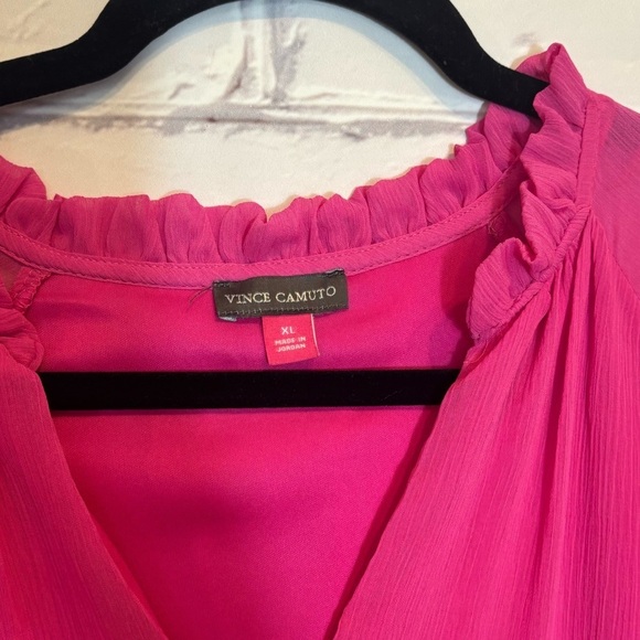 Vince Camuto Hot Pink Sheer Chiffon Dress Size XL - Picture 3 of 5